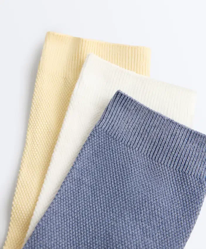 3 pares de meias clássicas em piqué de mistura de algodão 3 pares de meias clássicas em piqué de mistura de algodão