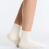 3 pares de meias curtas em mistura de algodão com borda enrolada 3 pares de meias curtas em mistura de algodão com borda enrolada