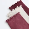 3 pares de meias curtas em mistura de algodão com borda enrolada 3 pares de meias curtas em mistura de algodão com borda enrolada