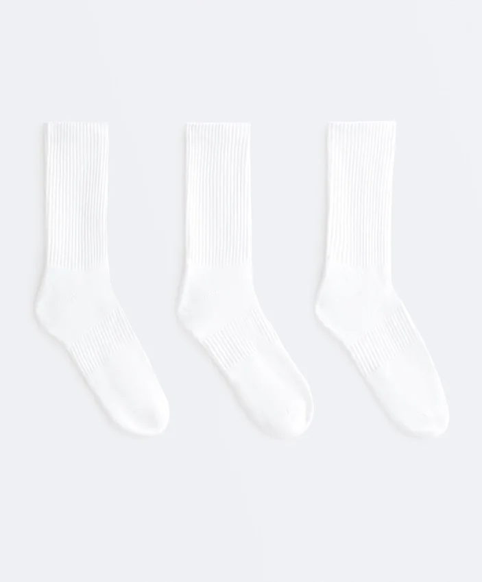 3 pares de meias desportivas clássicas em mistura de algodão 3 pares de meias desportivas clássicas em mistura de algodão