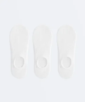 3 pares de meias invisíveis desportivas de corte alto em mistura de algodão