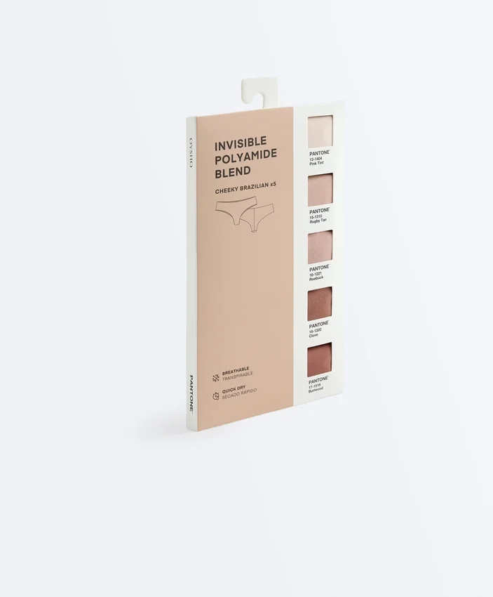 5 Cuecas brasileiras invisíveis em mistura de poliamida Pantone™ 5 Cuecas brasileiras invisíveis em mistura de poliamida Pantone™