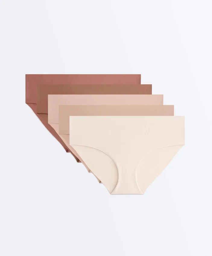 5 cuecas hipster invisíveis em mistura de poliamida Pantone™ 5 cuecas hipster invisíveis em mistura de poliamida Pantone™