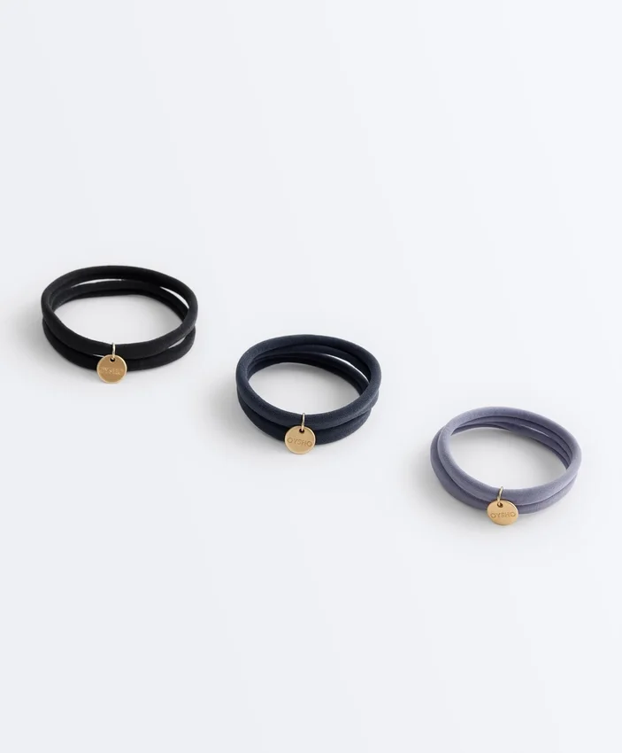 6 elásticos de acessórios de cabelo com placa Oysho 6 elásticos de acessórios de cabelo com placa Oysho