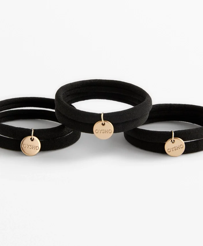 6 elásticos de acessórios de cabelo com placa Oysho 6 elásticos de acessórios de cabelo com placa Oysho