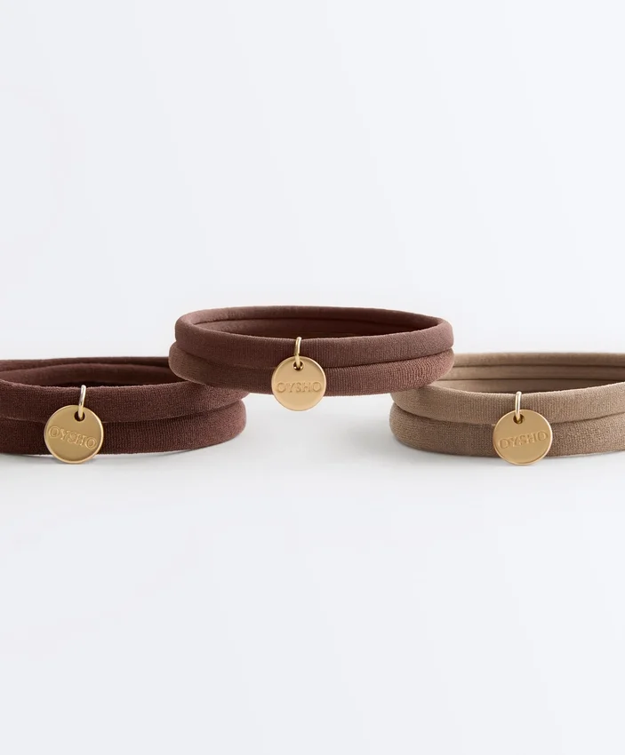 6 elásticos de acessórios de cabelo com placa Oysho 6 elásticos de acessórios de cabelo com placa Oysho