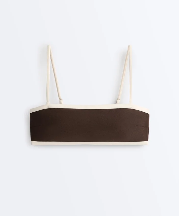 Biquíni bandeau com acabamento contrastante Biquíni bandeau com acabamento contrastante