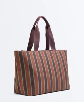Bolsa de lona às riscas