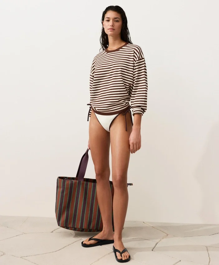 Bolsa de lona às riscas Bolsa de lona às riscas