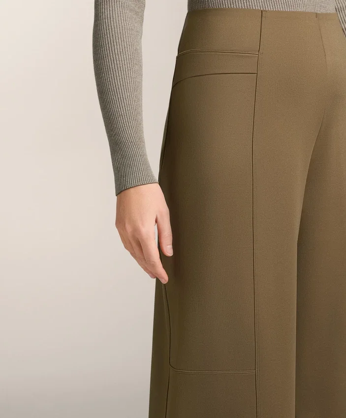 Calças de cintura alta com efeito neoprene e perna reta Calças de cintura alta com efeito neoprene e perna reta