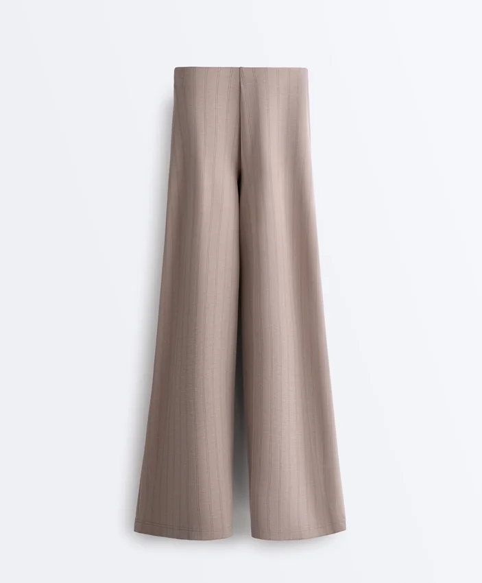 Calças de perna larga às riscas com modal Soft Touch Calças de perna larga às riscas com modal Soft Touch