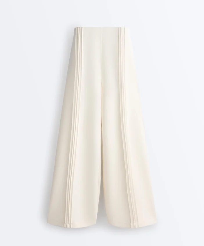 Calças de perna reta com modal Soft Touch e debrum Calças de perna reta com modal Soft Touch e debrum