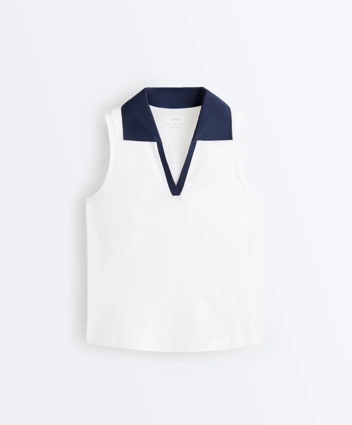 Camisa polo sem mangas Comfortlux com contraste Camisa polo sem mangas Comfortlux com contraste