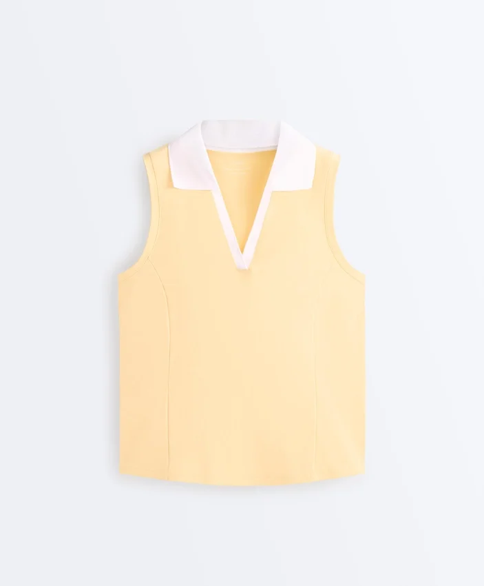 Camisa polo sem mangas Comfortlux com contraste Camisa polo sem mangas Comfortlux com contraste
