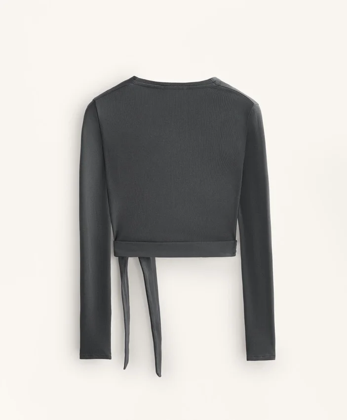 Camisas cruzadas em malha canelada de mistura de algodão Camisas cruzadas em malha canelada de mistura de algodão