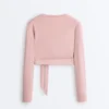 Camisas cruzadas em malha canelada de mistura de algodão Camisas cruzadas em malha canelada de mistura de algodão
