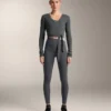 Camisas cruzadas em malha canelada de mistura de algodão Camisas cruzadas em malha canelada de mistura de algodão