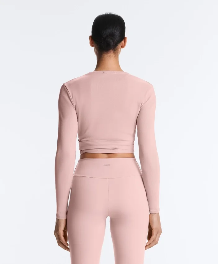 Camisas cruzadas em malha canelada de mistura de algodão Camisas cruzadas em malha canelada de mistura de algodão