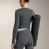 Camisas cruzadas em malha canelada de mistura de algodão Camisas cruzadas em malha canelada de mistura de algodão