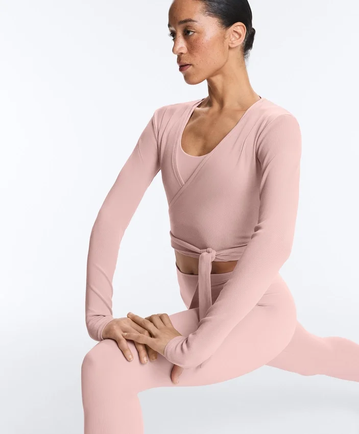 Camisas cruzadas em malha canelada de mistura de algodão Camisas cruzadas em malha canelada de mistura de algodão