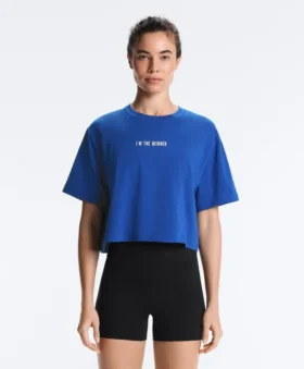 Camisas curtas e largas em mistura de algodão com slogan