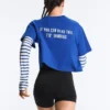 Camisas curtas e largas em mistura de algodão com slogan