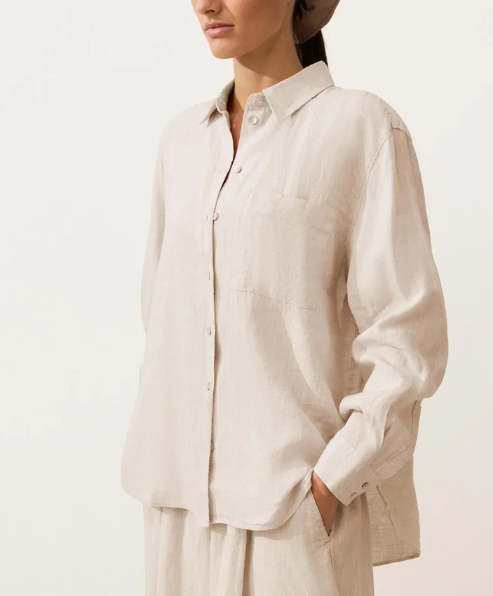 Camisas de corte descontraído em 100% linho Camisas de corte descontraído em 100% linho