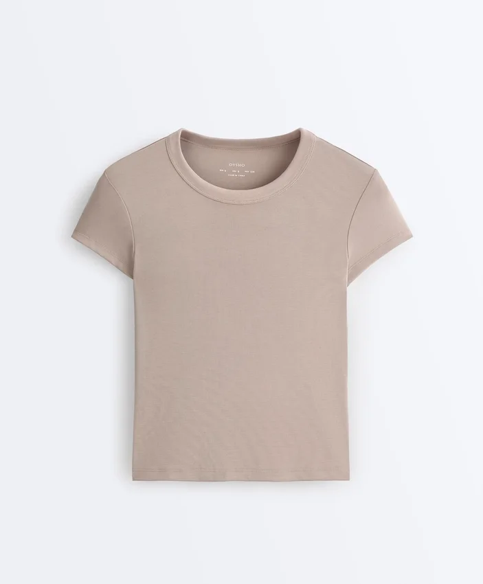 Camisas de manga curta de calções em malha canelada de modal Camisas de manga curta de calções em malha canelada de modal