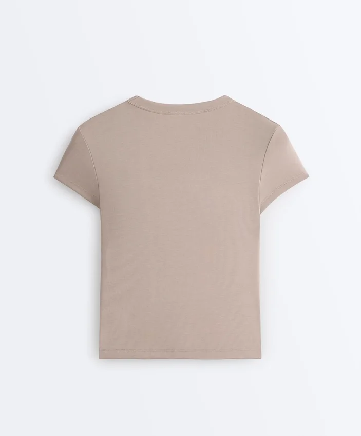 Camisas de manga curta de calções em malha canelada de modal Camisas de manga curta de calções em malha canelada de modal