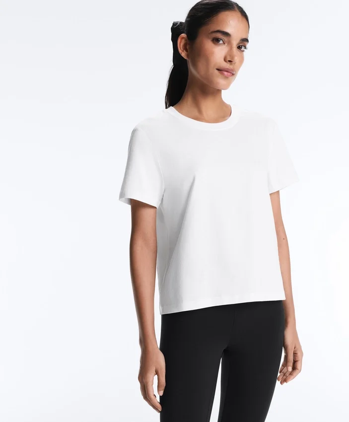 Camisas de manga curta em mistura de algodão, corte regular Camisas de manga curta em mistura de algodão, corte regular