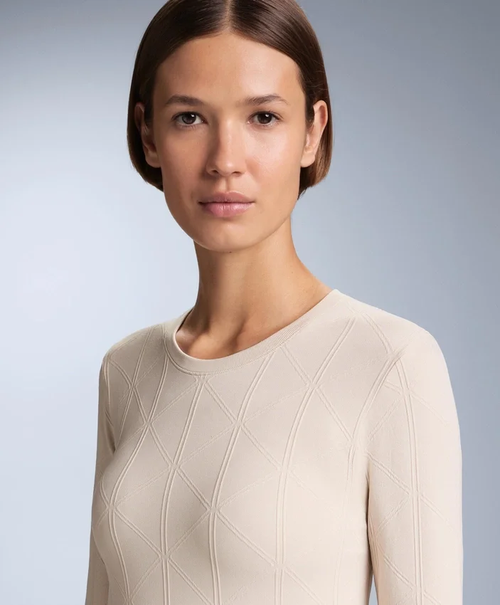 Camisas interiores térmicas sem costuras em jacquard Camisas interiores térmicas sem costuras em jacquard