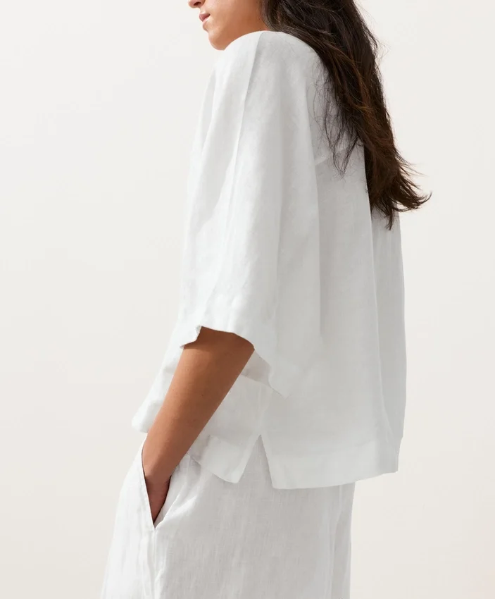 Camisas oversized de manga curta 100% linho Camisas oversized de manga curta 100% linho