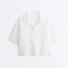 Camisas oversized de manga curta 100% linho Camisas oversized de manga curta 100% linho