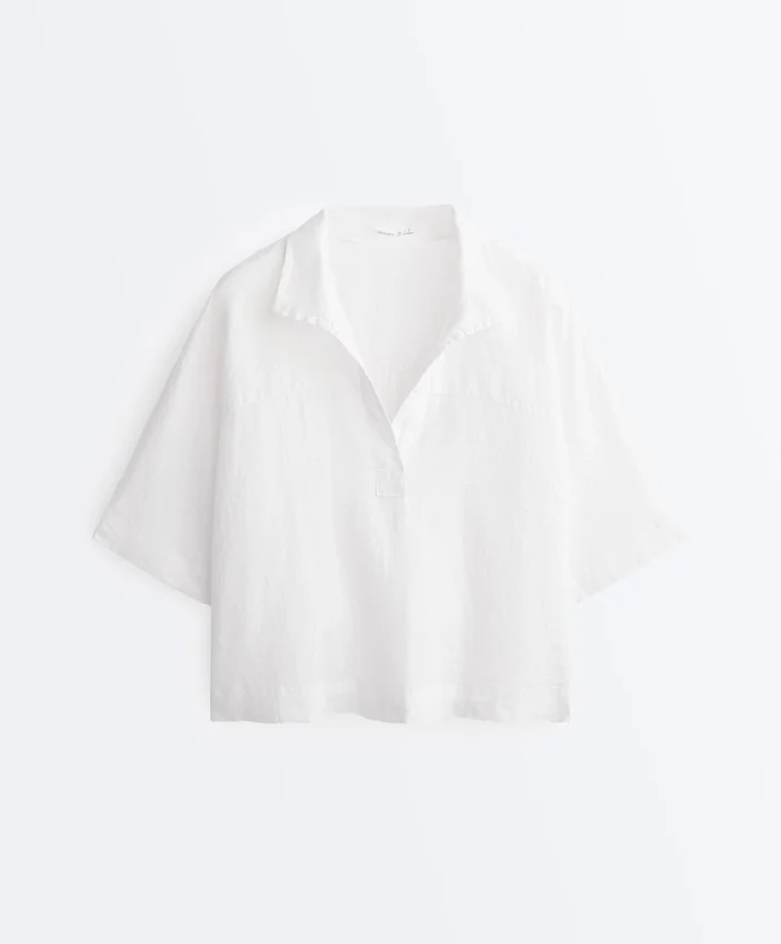 Camisas oversized de manga curta 100% linho Camisas oversized de manga curta 100% linho