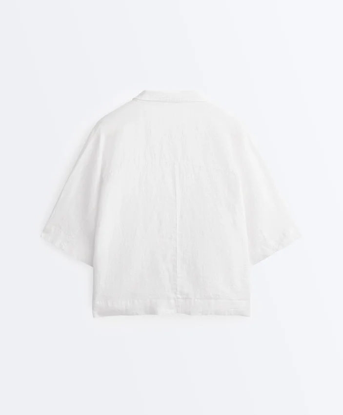 Camisas oversized de manga curta 100% linho Camisas oversized de manga curta 100% linho