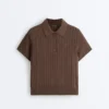 Camisas polo de malha com aberturas e manga curta