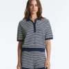Camisas polo em malha às riscas 100% algodão