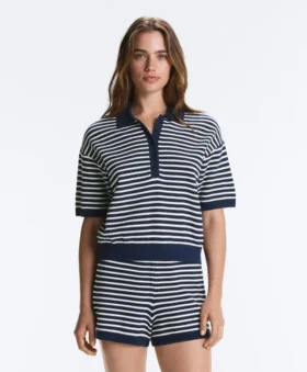 Camisas polo em malha às riscas 100% algodão Camisas polo em malha às riscas 100% algodão