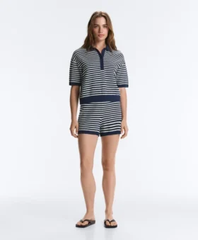 Camisas polo em malha às riscas 100% algodão Camisas polo em malha às riscas 100% algodão