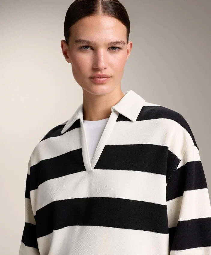 Camisas polo em piqué de algodão às riscas Camisas polo em piqué de algodão às riscas