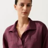 Camisas polo oversize de manga comprida 100% linho