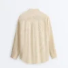 Camisas às riscas com gola alta em mistura de modal Camisas às riscas com gola alta em mistura de modal