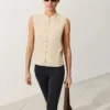 Camisas sem mangas 100% linho com gola alta e botões Camisas sem mangas 100% linho com gola alta e botões