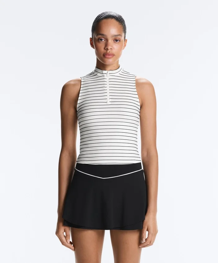Camisas sem mangas com meio fecho e riscas Camisas sem mangas com meio fecho e riscas
