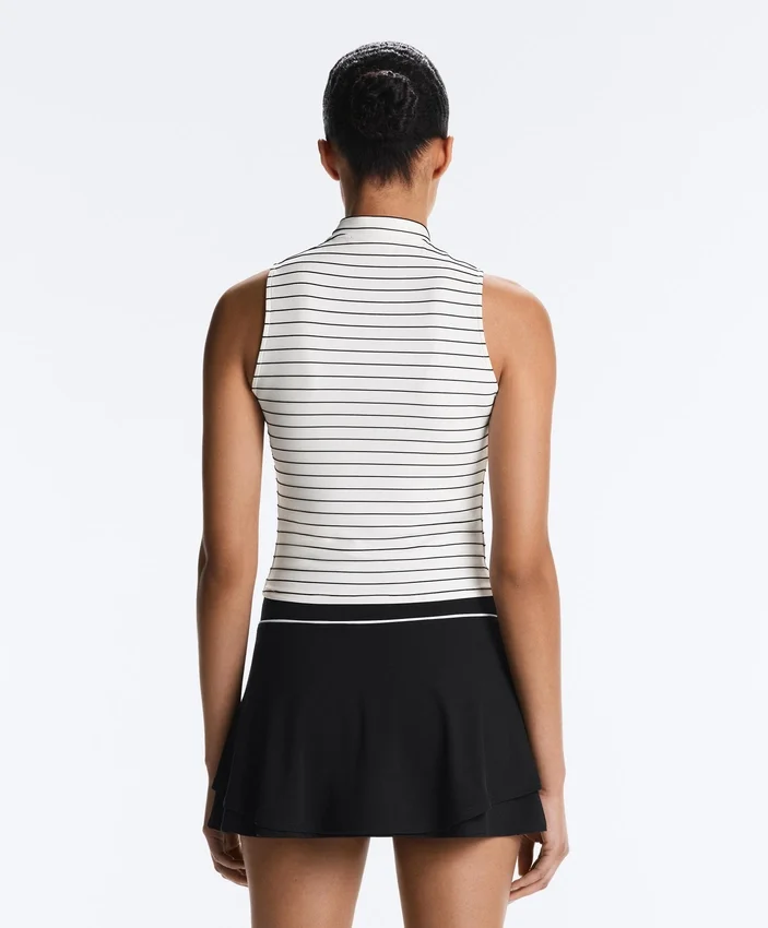 Camisas sem mangas com meio fecho e riscas Camisas sem mangas com meio fecho e riscas