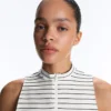 Camisas sem mangas com meio fecho e riscas Camisas sem mangas com meio fecho e riscas