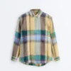 Camisas xadrez de corte regular 100% linho Camisas xadrez de corte regular 100% linho