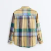Camisas xadrez de corte regular 100% linho Camisas xadrez de corte regular 100% linho
