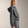Camisola com capuz de corte largo em modal escovado mesclado Camisola com capuz de corte largo em modal escovado mesclado