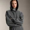 Camisola com capuz de corte largo em modal escovado mesclado Camisola com capuz de corte largo em modal escovado mesclado